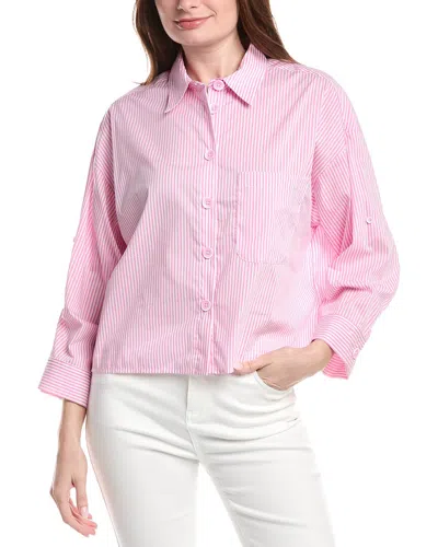 Renuar Woven Button Front Blouse In Pink