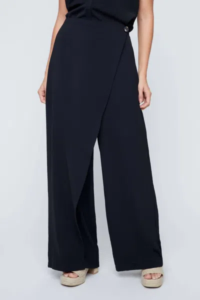 Renuar Woven Faux Wrap Pant In Black