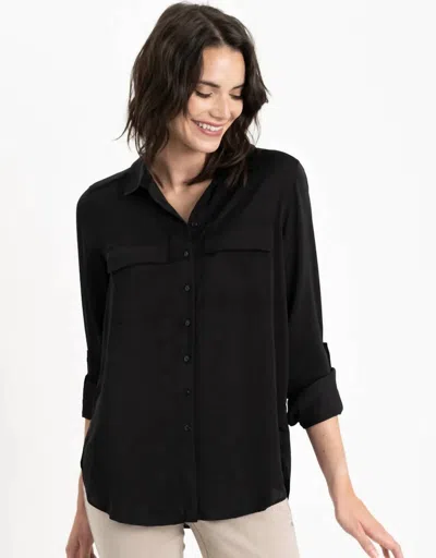 Renuar Woven Long Sleeve Blouse In Black