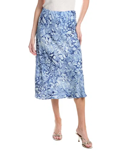 Renuar Woven Midi Skirt In Blue
