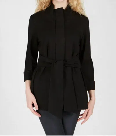 Renuar Woven Sashed Jacket In Carbon In Brown