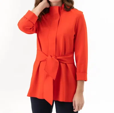 Renuar Woven Sashed Jacket In Cedar In Orange
