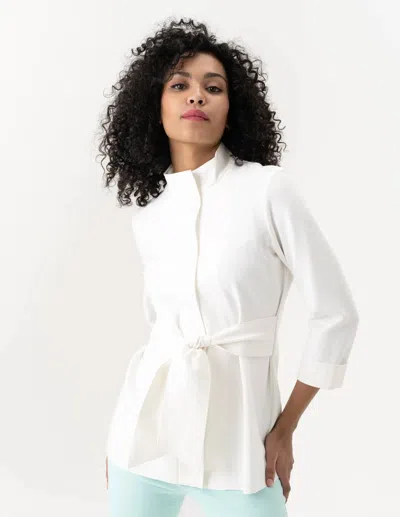 Renuar Woven Sashed Jacket In White