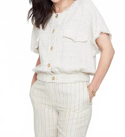 Renuar Woven Short Sleeve Jacket In Oyster In White