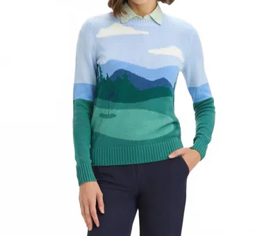Renwick Golf Scene Long Sleeve Pull-on Sweater In Multi In Green