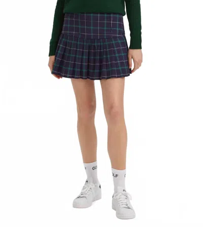 Renwick Plaid Pleated Skort In Navy Plaid In Multi