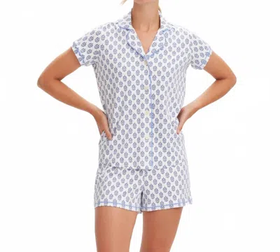Renwick Polo Pajama Set In Tricolor Block In Blue