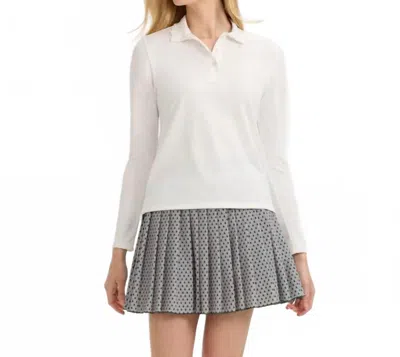 Renwick Scallop Collar Long Sleeve Polo Shirt In White