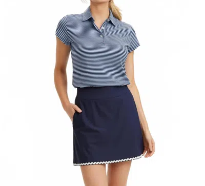 Renwick Short Sleeve Cotton Polo Top In Navy Periwinkle In Multi