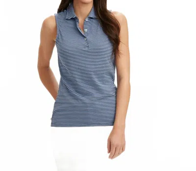 Renwick Sleeveless Polo Top In Navy Periwinkle In Blue