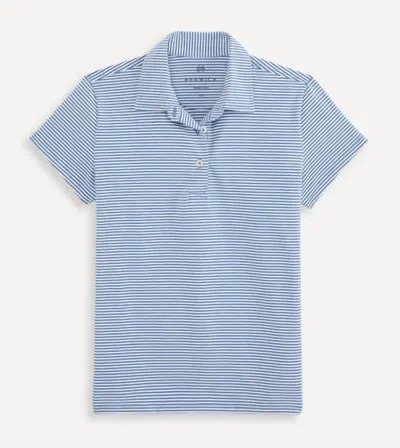 Renwick Stretch Short Sleeve Cotton Polo In Dutch Blue White In Multi