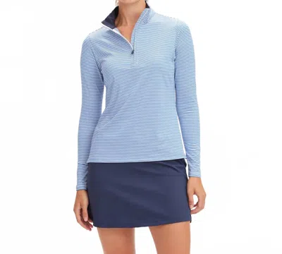 Renwick Striped 1/4 Zip Top In Cobalt White In Blue
