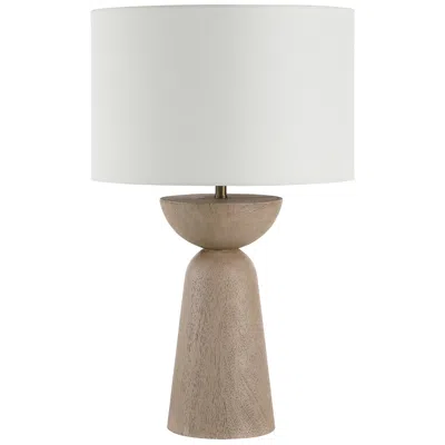 Renwil Alba 27.25" Tall Light White Oak Resin Table Lamp With Drum Linen Shade