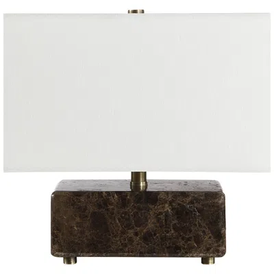 Renwil Cabo Table Lamp With Rectangle Linen Shade In Brown