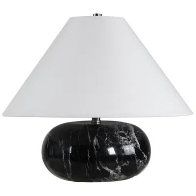 Renwil Celine 14.5" Tall Black Cloud Marble Table Lamp With Tapered Linen Shade