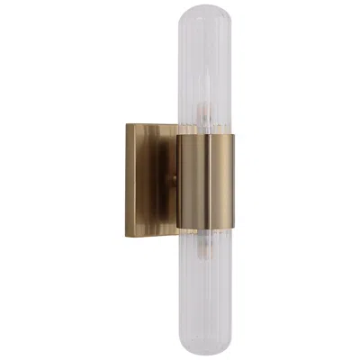 Renwil Chiara 15 3/4" High Burnished Brass 2-light Led Wall Sconce In White