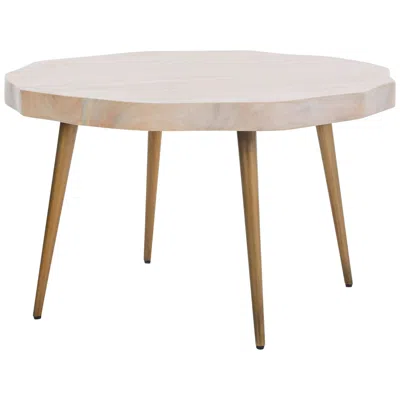 Renwil Core 30" Wide Brass And Whitewash Wood Modern Coffee Table