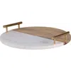 Renwil Dinova Marble & Wood Tray In White
