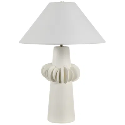 Renwil Disla 27.25" Tall Milk White Resin Table Lamp With Tapered Linen Shade