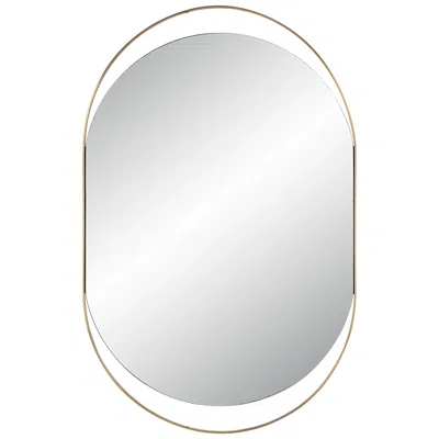 Renwil Ecru 40" Tall Pill Oval Mirror, Satin Brass