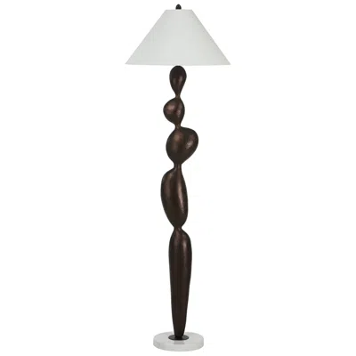 Renwil Elle 64.25" Tall Matte Dark Bronze Floor Lamp With Tapered Linen Shade