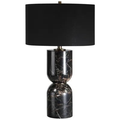 Renwil Enri 27" Tall Black Marble Table Lamp With Drum Linen Shade