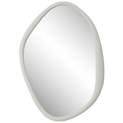 Renwil Folignio 40" Tall Irregular Mirror, Rice Stone In White