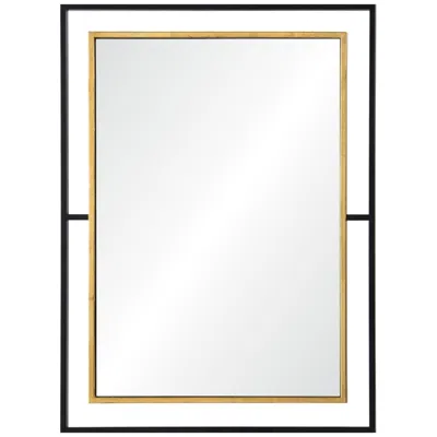 Renwil Gray 38" Tall Rectangle Wall Mirror, Yellow In Multi
