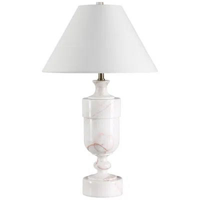Renwil Katn 26" Tall White Botochino Marble Table Lamp With Tapered Linen Shade In Neutral