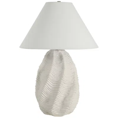 Renwil Lianna 26" Tall White Resin Table Lamp With Tapered Linen Shade In Neutral