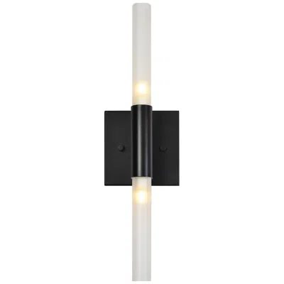 Renwil Lina Iron Matte Black Etched Glass Wall Sconce 5x17x3"