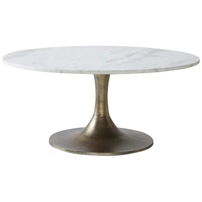 Renwil Lovisa 35" Wide Antique Brass Round Coffee Table