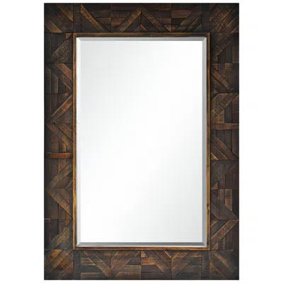 Renwil Maila Dark Brown Wood 30" X 42" Rectangular Wall Mirror
