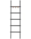 Renwil Ren-wil Mareva Decorative Ladder For Throws With Faux Leather Accent Hooks