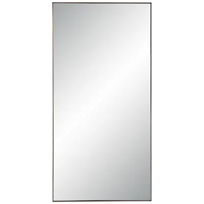 Renwil Marigold 60" Tall Rectangular Mirror, Antique Brushed Brass In White