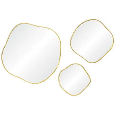 Renwil Nucleus Iron Satin Brass Wall Mirror 36 X 36 X 0.4 In White
