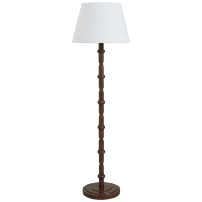Renwil Odlam 60.75" Tall Walnut Floor Lamp With Tapered Linen Shade In Multi
