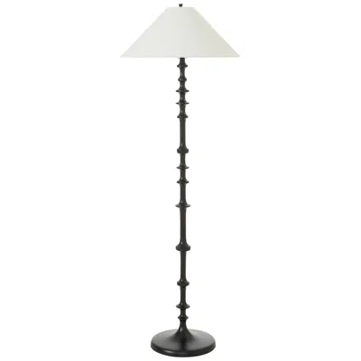 Renwil Petrus 62.5" Tall Matte Black Floor Lamp With Tapered Linen Shade