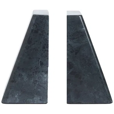 Renwil Poema Bookends, Green Sanwar Marble In Blue