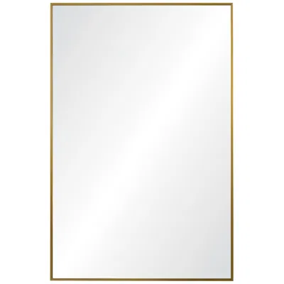 Renwil Raydon Satin Brass 23 1/2" X 35 1/2" Rectangular Wall Mirror In White