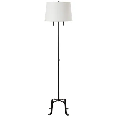 Renwil Ruslur 62.75" Tall Matte Black Floor Lamp With Tapered Linen Shade