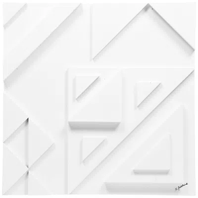 Renwil Vector Iii 24" Square White Wood Geometric Modern Wall Art