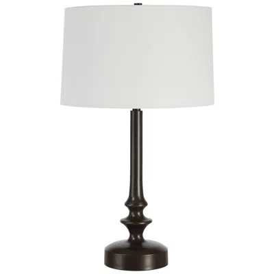 Renwil Zyra 30" Tall Matte Dark Bronze Iron Table Lamp With Tapered Linen Shade