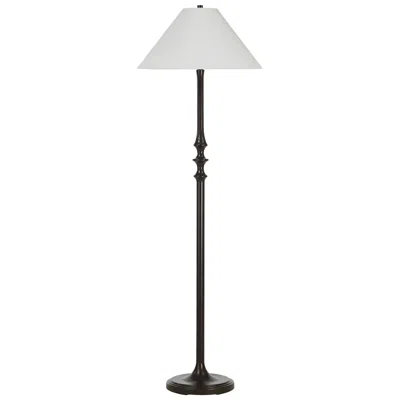 Renwil Zyra 67" Tall Matte Dark Bronze Floor Lamp With Tapered Linen Shade In Black