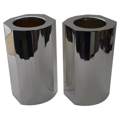 Pre-owned Renzo Cassetti Cassetti, Firenze, Pair Modernist Silver Plated Thermal Wine Coolers