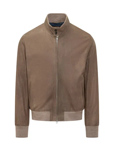 Renzo Cenci Alto Neck Bomber Jacket In Brown