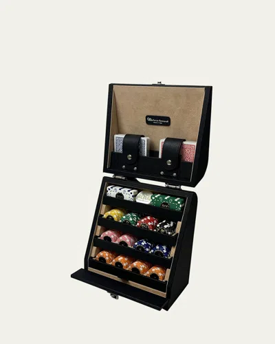 Renzo Romagnoli Dollaro Leather Vertical Poker Set In Black Dollaro