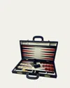 Renzo Romagnoli Large Leather Backgammon Set In Blue Dollaro