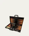 Renzo Romagnoli Large Leather Backgammon Set With Handles In Brown