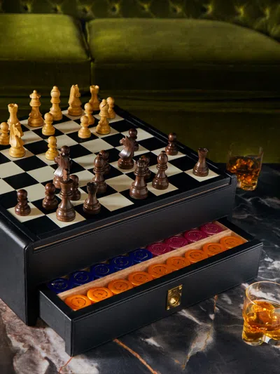 Renzo Romagnoli Mirage Leather Chess And Poker Games Compendium  Abask Luxury Gift In Adult
